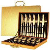 Bestekset – 24-delig - 6 persoons  - goud - inclusief luxe opberg case