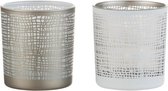 Dulaire Waxinelichthouder Glas Wit/Grijs 2 st. - 8 cm