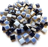 Mozaïeksteentjes Mini squares keramiek - mix blauw; 500 gr
