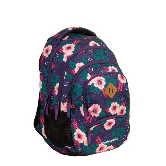 New Rebels® BTS 4 - Rugtas - Paars - Bloemen - 15.6151413121087 ...