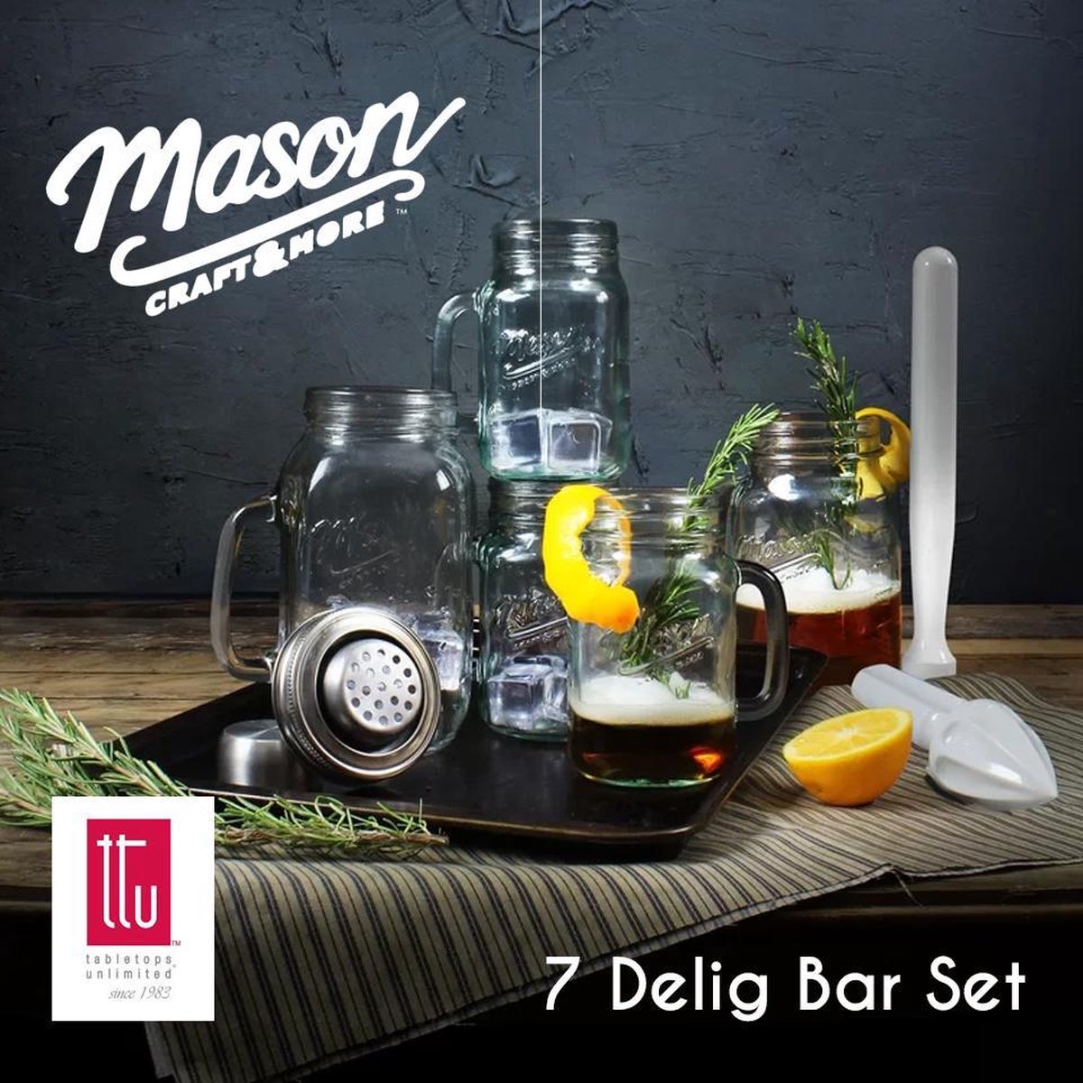 Mason Craft & More Glazen Cocktail Bar Set - 7 Delig