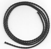 Cordon en similicuir tressé - rond 3 mm - Zwart - 3x1 mètre