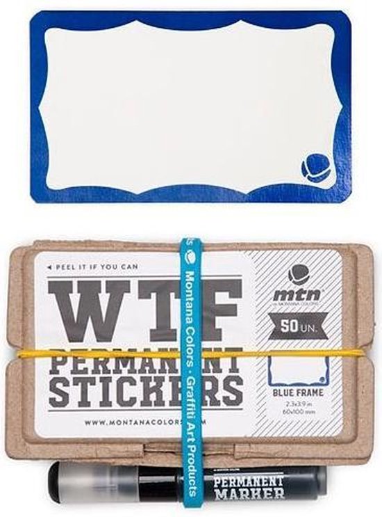 Foto: Mtn wtf permanent blue frame stickers inclusief marker