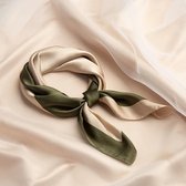 MINIIYOU - Elegant Stijlvol Dames haar sjaal - hals sjaaltje 68x68 cm | groen beige | Neksjaaltje | Dames nek sjaaltje