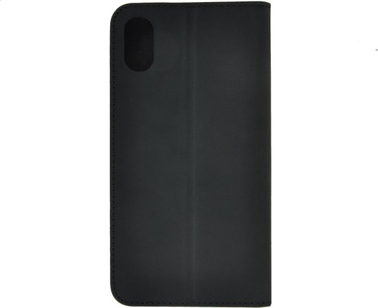 Étui pour iPhone X / Xs Étui de Bookcase hoesje Ultra mince en cuir véritable Couverture Zwart antique Pearlycase