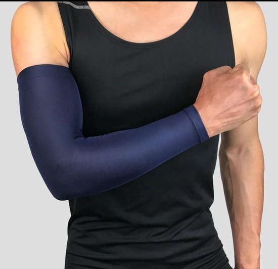 Set fiets armwarmers  ( 2 stuks ) – Blauw -  armstukken – cycling arm sleeves – armbeschermers – sport armmouwen - Maat XXL