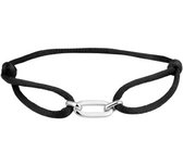 Robimex Collection Armband Zwart Satijn - Zilver gerhodineerd