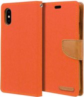 Apple iPhone XR Denim Bookcase - Oranje - Spijkerstof - Portemonnee hoesje - Pasjeshouder