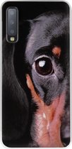 ADEL Siliconen Back Cover Softcase Hoesje Geschikt voor Samsung Galaxy A7 (2018) - Teckel Hond