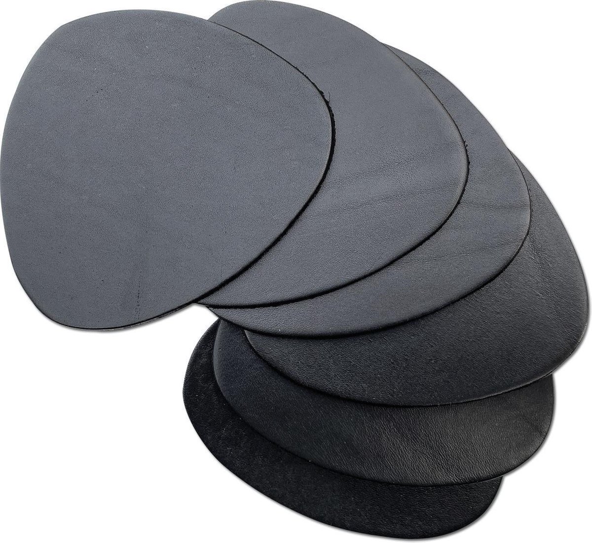 Brute Strength - Onderzetters voor glazen - Leer - Zwart - Semi Rond - 6 stuks - Zwarte leren onderzetters - onderzetter leer - lederen onderzetters - onderzetters zwart leer