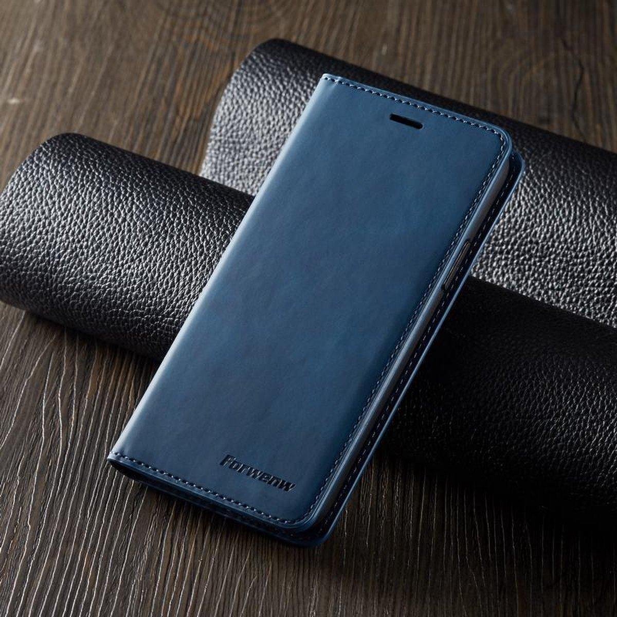 BukkitBow - Leather Case - Kunstleer - Card Case - Hoesje voor iPhone 11 Pro – Blauw