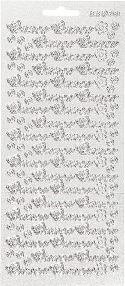 Stickers vel 10x23 cm zilver Onnea 1vel