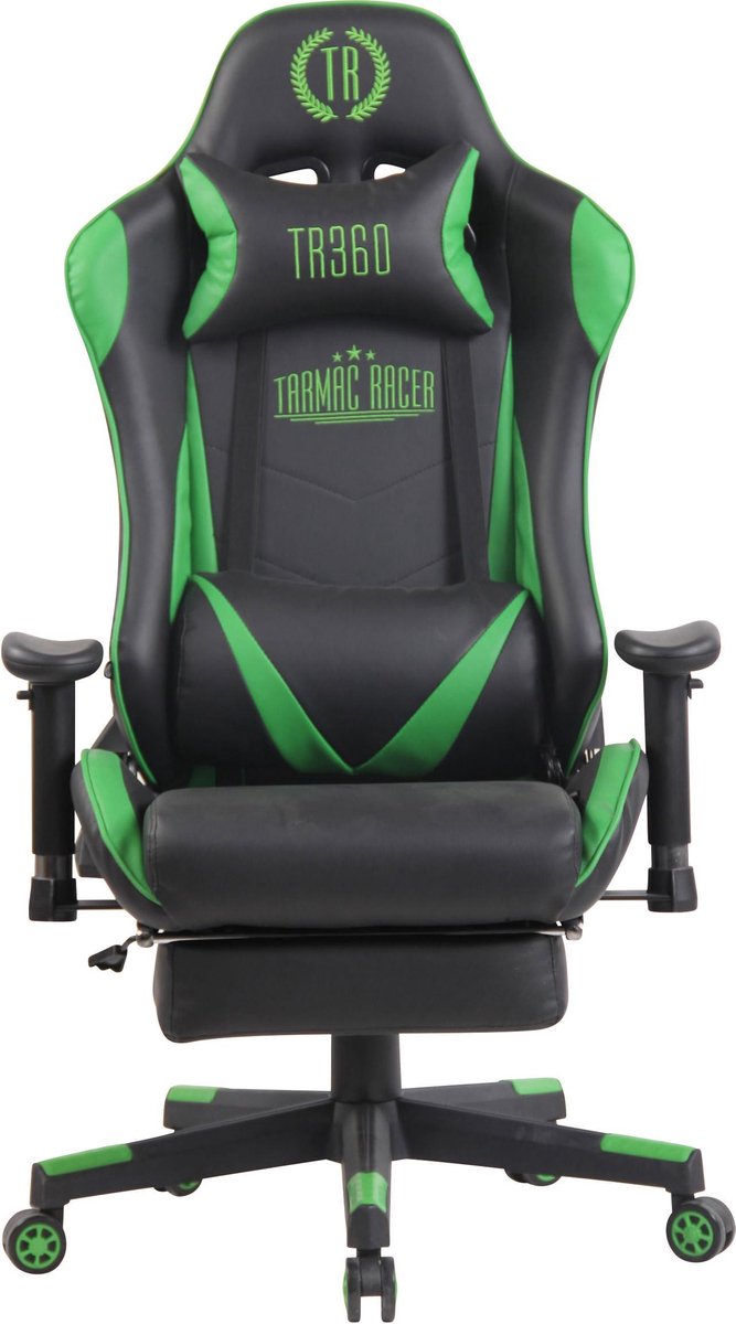 Gamingstoel kunstleer - met massagefunctie - zwart/groen - 53x71x136