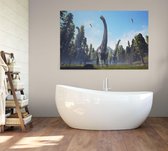 Dinosaurus groep langnekken (Alamosaurus) - Foto op Canvas - 150 x 100 cm