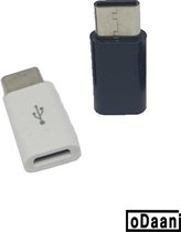 Set van 2 verloop adapter MICRO USB-adapter naar USB-C - Opzetstuk - Micro-USB to USB C Converter – Wit + Zwart - oDaani
