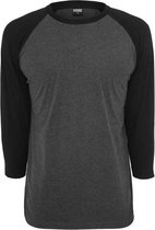 Urban Classics - Contrast 3/4 Sleeve Raglan T-shirt - XL - Zwart/Grijs