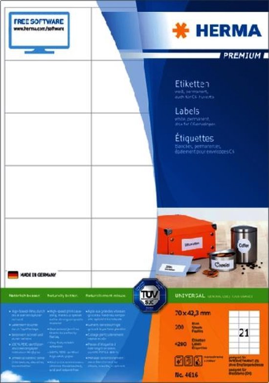 Herma Labels white 70x42,3 SuperPrint 4200 pcs.