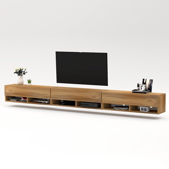 AZ Home - Tv meubel Alano 300 cm - Eiken - Zwevend Tv kast meubel | bol.com