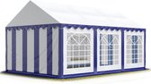 Partytent feesttent 4x6 m tuinpaviljoen -tent PVC 700 N in blauw-wit waterdicht