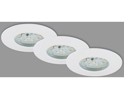 Briloner Leuchten Inbouwspots - 3 stuks - IP44 - LED - 5W - lichtkleur: warm wit - Ø75mm - Wit