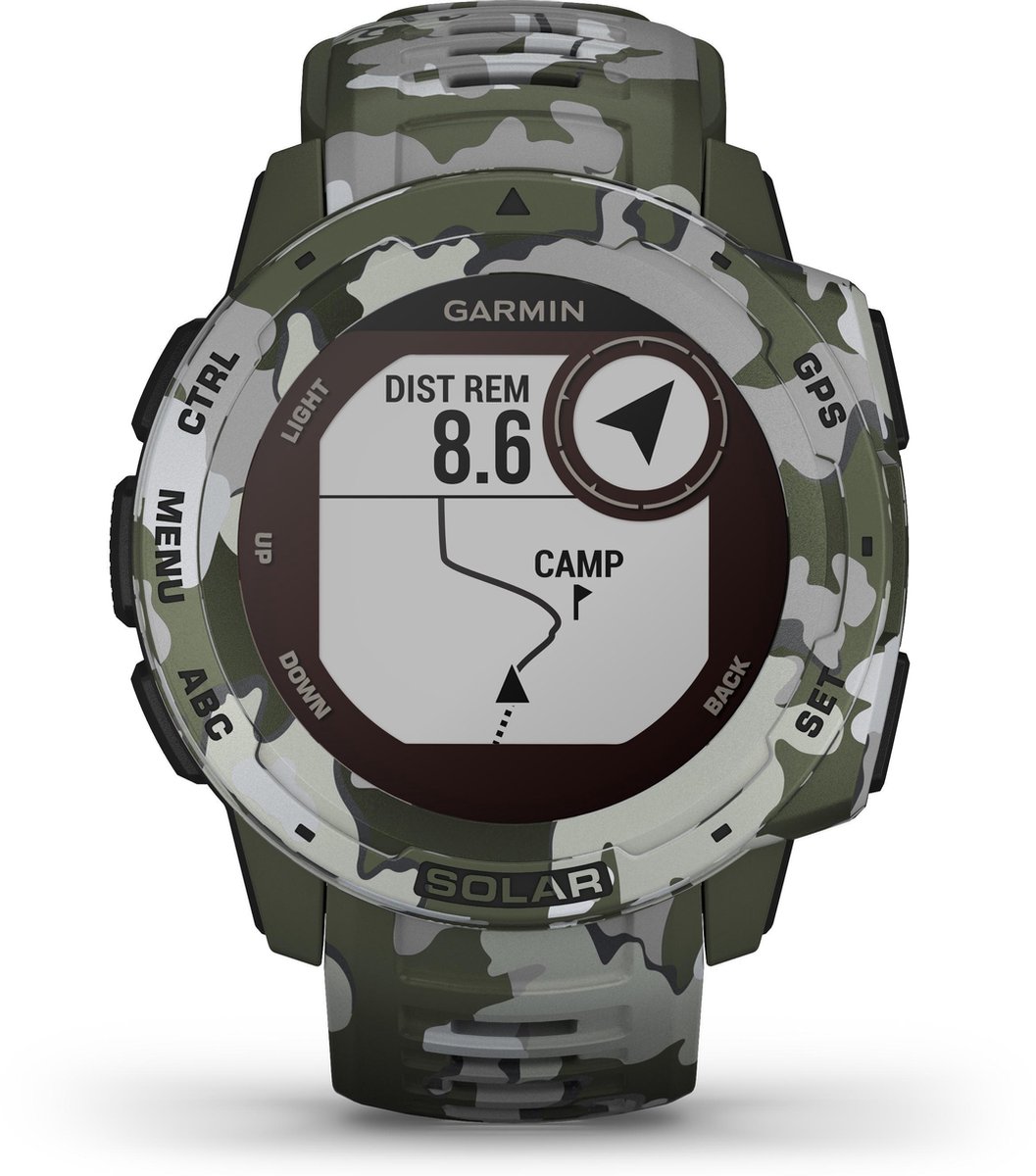 Garmin Instinct Solar - Smartwatch - Robuust GPS Sporthorloge - Zon Oplaadbaar - 45mm - Groen Camo Edition - Garmin