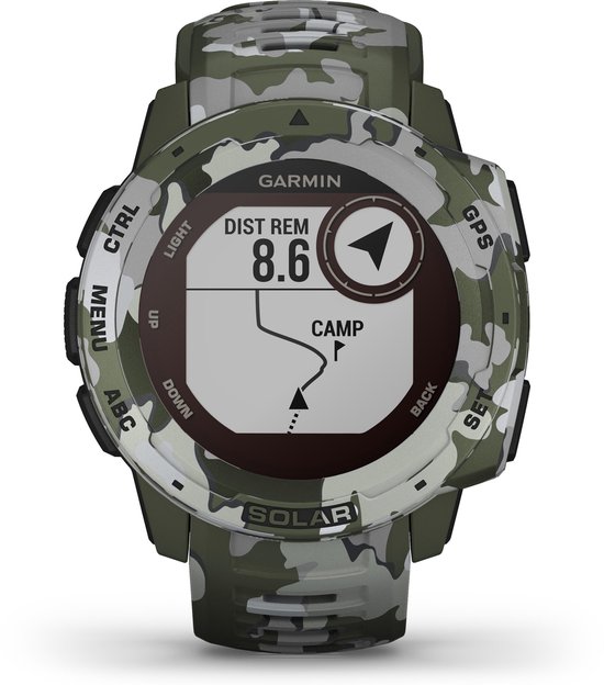 Garmin Instinct Solar - Smartwatch - Robuust GPS Sporthorloge - Zon Oplaadbaar - 45mm - Groen Camo Edition