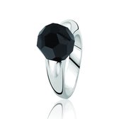 Zinzi - Zilveren Ring - Zwarte Bead - Maat 58 (ZIR501-58)