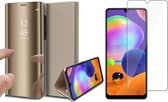 Hoesje geschikt voor Samsung A31 en Screenprotector - Spiegel Book Case + Screen Protector Glas - Goud
