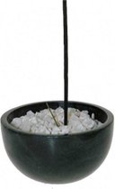 Wierookbakje zwart zeepsteen met witte steentjes - 7.5 cm