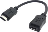 USB 3.1 Type C mannetje connector naar Micro USB 2.0 vrouwtje kabel voor Nokia N1, Lengte: ongeveer 20cm (zwart)