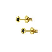 Jewelryz Black Flower Studs Oorbellen | Goldplated 925 sterling zilver