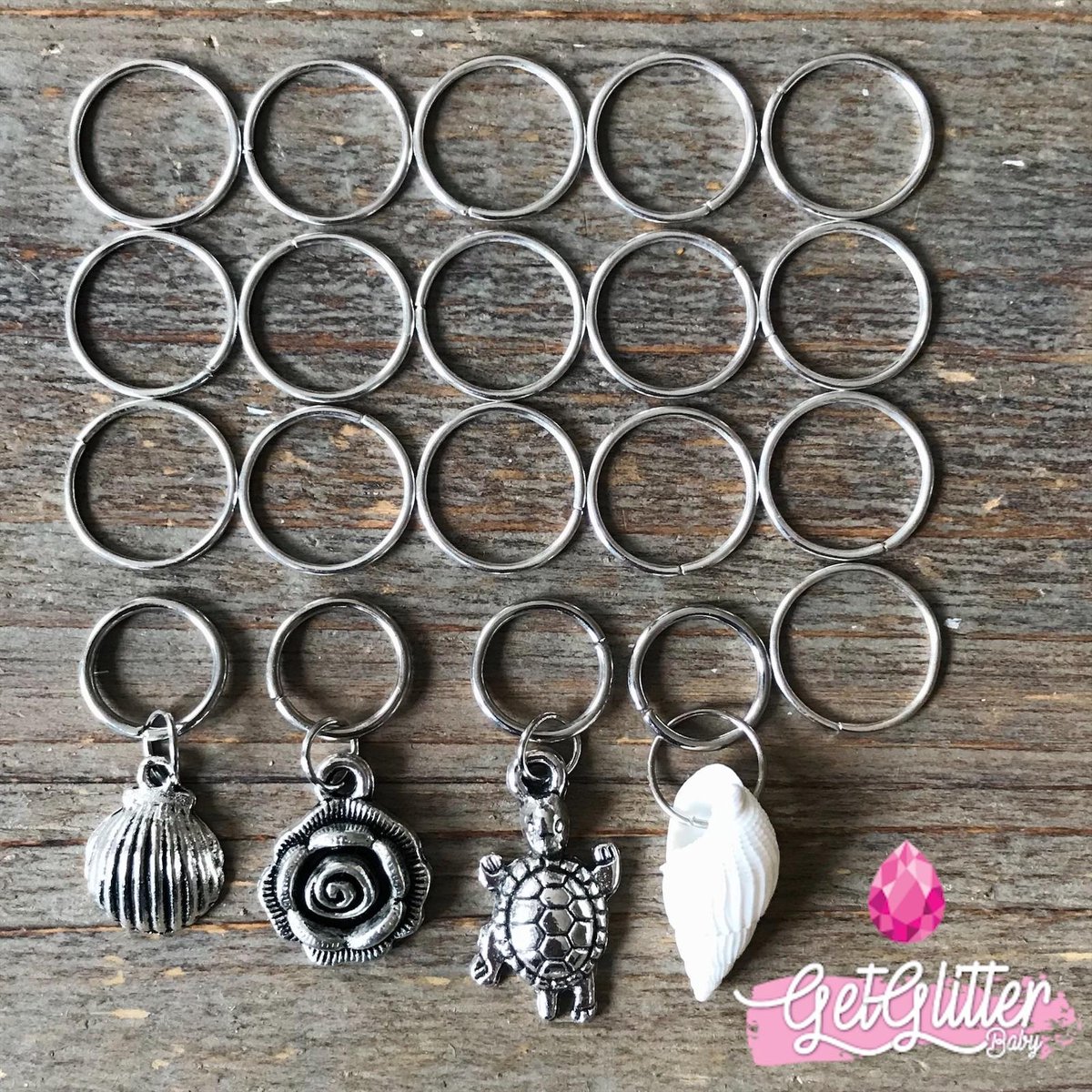 GetGlitterBaby® - Ringen / Haarringen / Haar Ringetjes / Haarringetjes met Bedel voor Vlecht Meisjes - Zilver
