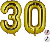 Relaxdays 1x folie ballon cijfer 30 - XXL cijferballon - folieballon - verjaardag - goud