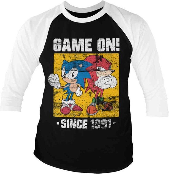 Sonic The Hedgehog Raglan top -XL- Game On Since 1991 Zwart/Wit
