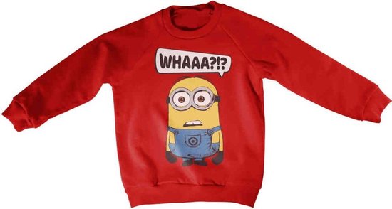 Minions Sweater/trui kids -Kids tm 8 jaar- Whaaa?!? Rood