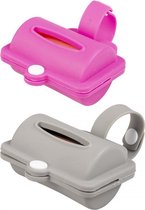 Duvo+ Poepzakjes dispenser silicoon Grijs/roze 8,2CM-10pc, LET OP !! GEEN KEUZE MOGELIJK