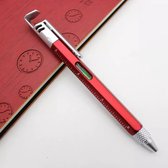 AMIGO GOODS 7 in 1 Multi Promotionele Multifunctionele Rood Balpen, Custom Pen Met Afgestudeerd Schaal, Pennen