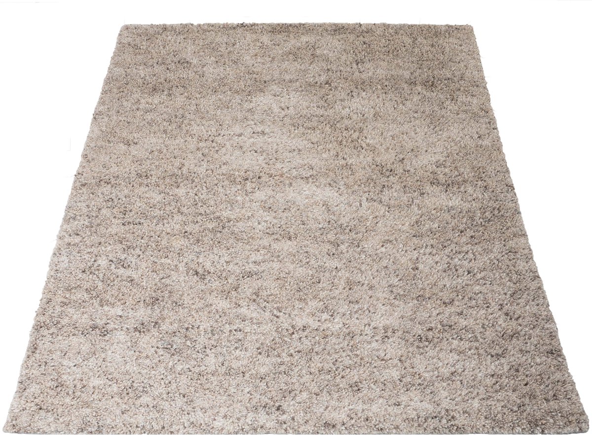 Veer Carpets Vloerkleed Zumba Beige 160 x 230 cm - Hoogpolig Wollen Design Vloerkleed