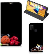 Bookcover Ontwerpen Geschikt voor Samsung Galaxy M30s | Geschikt voor Samsung M21 Smart Cover Voetbal, Tennis, Boxing…