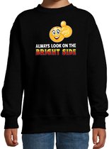 Funny emoticon sweater Always look on the bright side zwart kids 5-6 jaar (110/116)