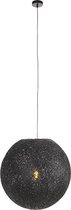 QAZQA corda - Landelijke Hanglamp - 1 lichts - Ø 60 cm - Zwart - Woonkamer | Slaapkamer