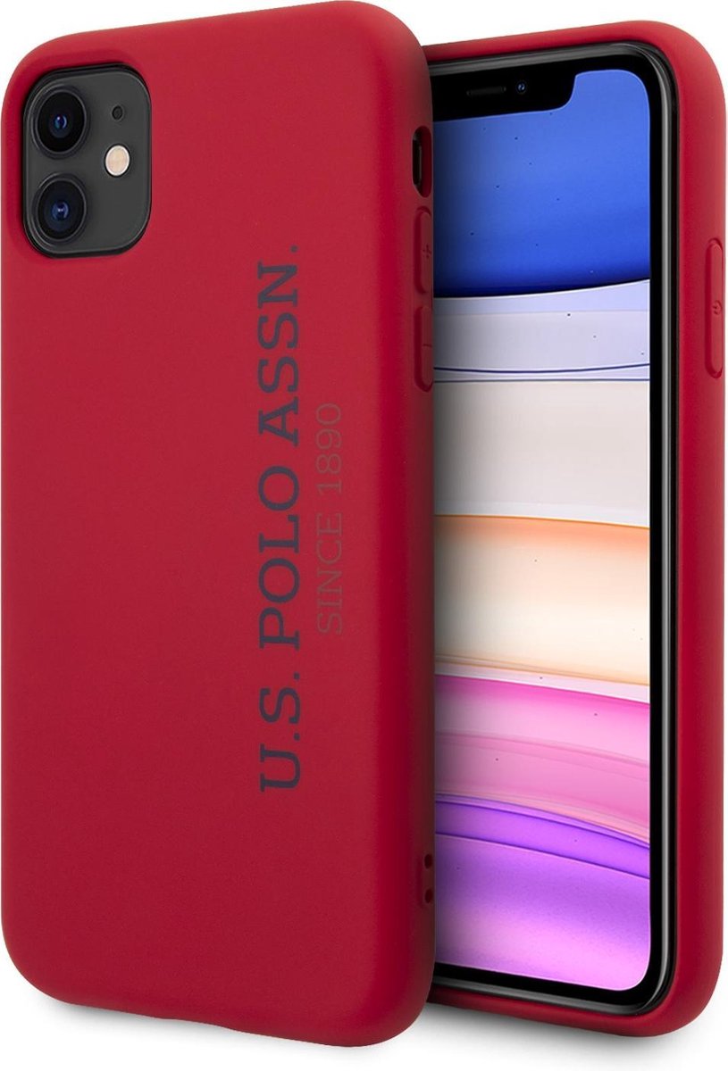 US Polo Apple iPhone 11 Rood Backcover hoesje - verticaal Logo