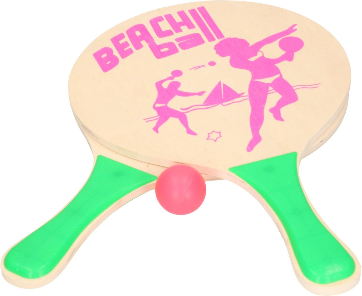 Houten beachball set groen - Merkloos
