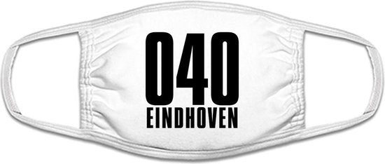 040 Eindhoven mondkapje | gezichtsmasker | bescherming | bedrukt | logo | Wit mondmasker van katoen, uitwasbaar & herbruikbaar. Geschikt voor OV