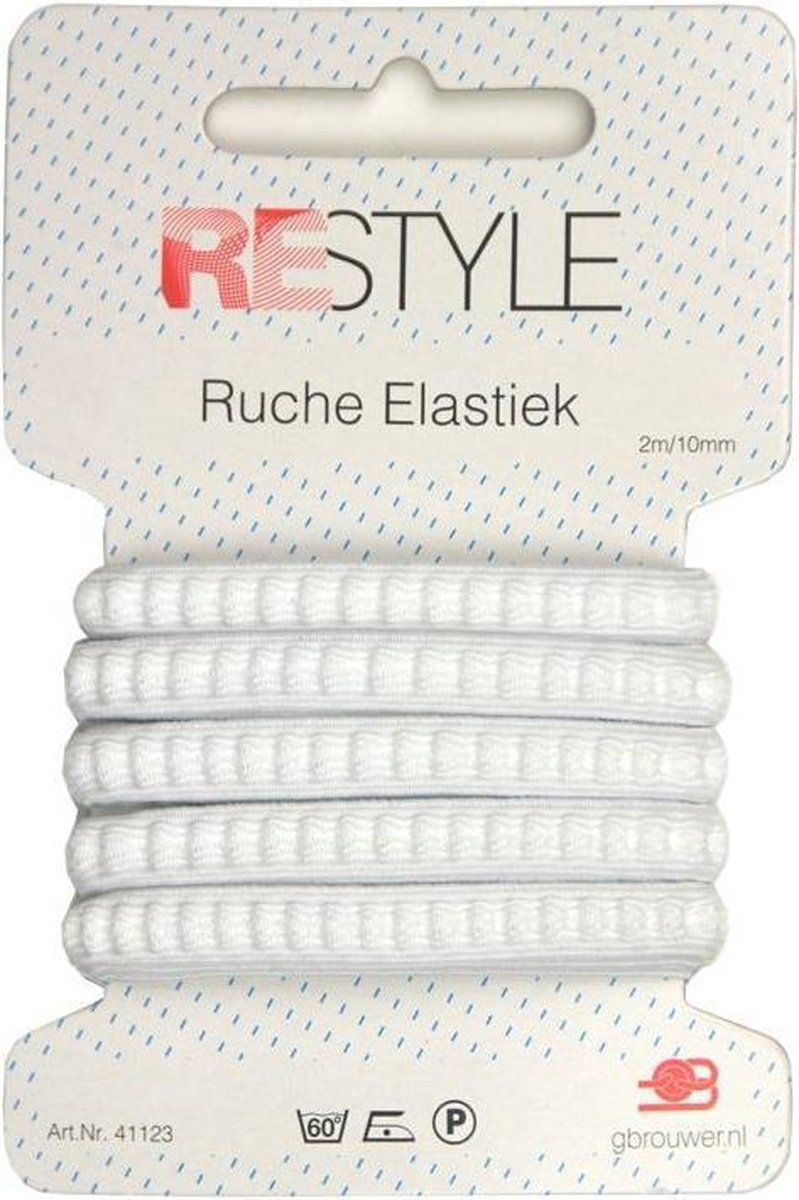 Restyle Ruche elastiek 10mm x 2m wit