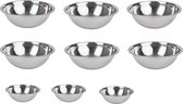 Saladeschaaltjes 9 stuks in 3 maten – Keukengerei set – RVS – 9-delig Slabak set