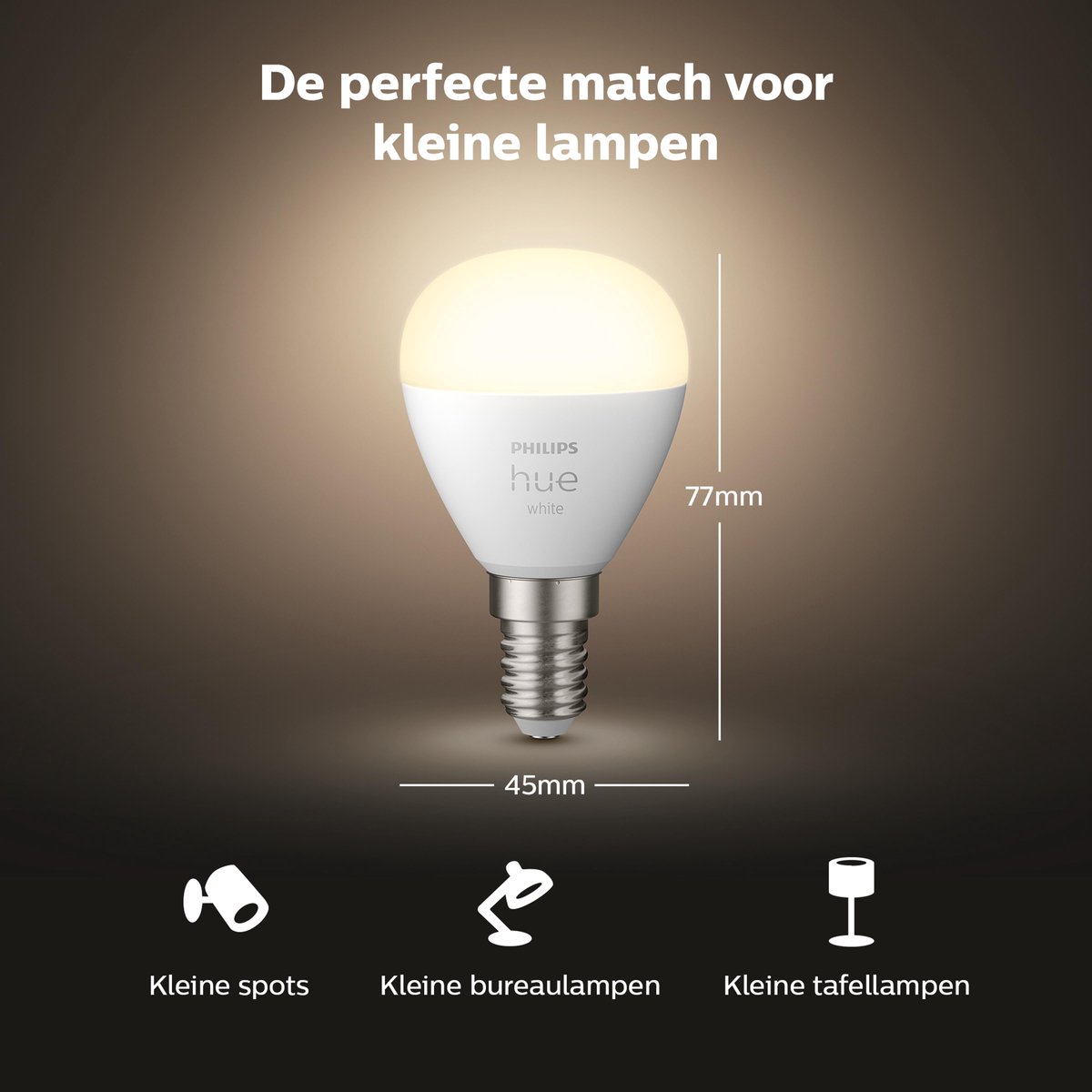 Philips Hue Slimme Lichtbron Luster E14 - warmwit licht - 5,7W - Bluetooth