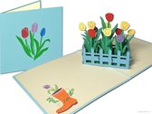 Popcards popupkaarten – Fraaie tuin met kleurrijke Hollandse Tulpen Bloemen – Ik hou van Holland Verjaardag Felicitatie pop-up kaart 3D wenskaart