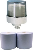 Papier handdoek dispenser wit/transparant met 2 rollen papier