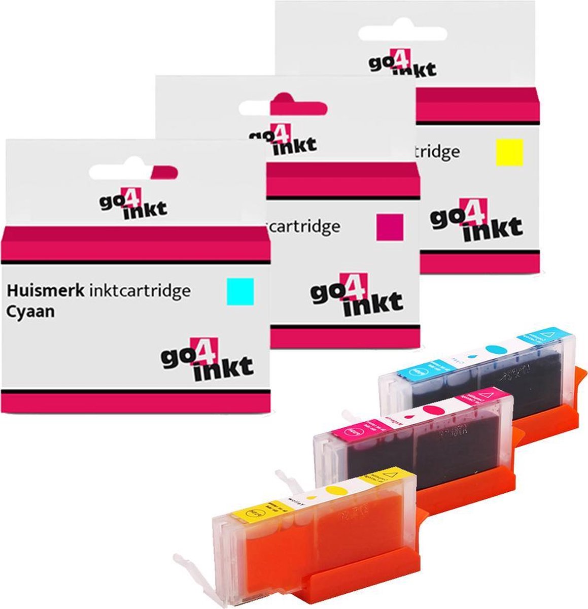 Go4inkt compatible met Canon CLI-526 c/m/y inkt cartridges multipack - Cyaan, Magenta, Yellow